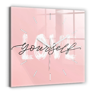 Square wall clock The inscription Love yourself