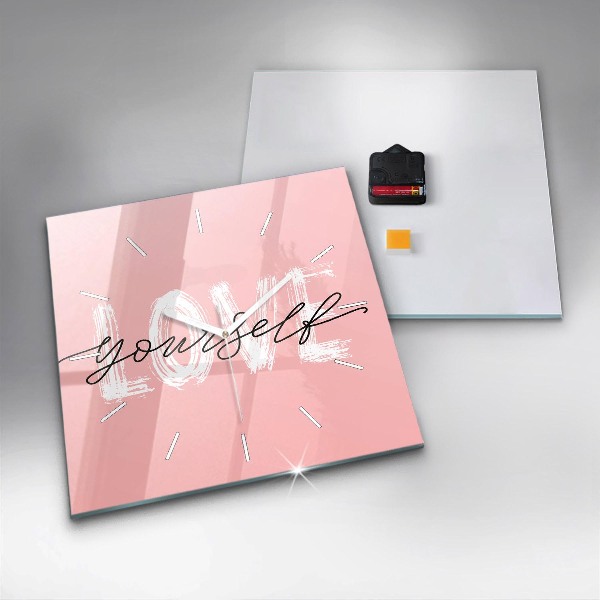 Square wall clock The inscription Love yourself