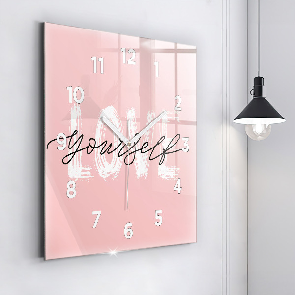 Square wall clock The inscription Love yourself