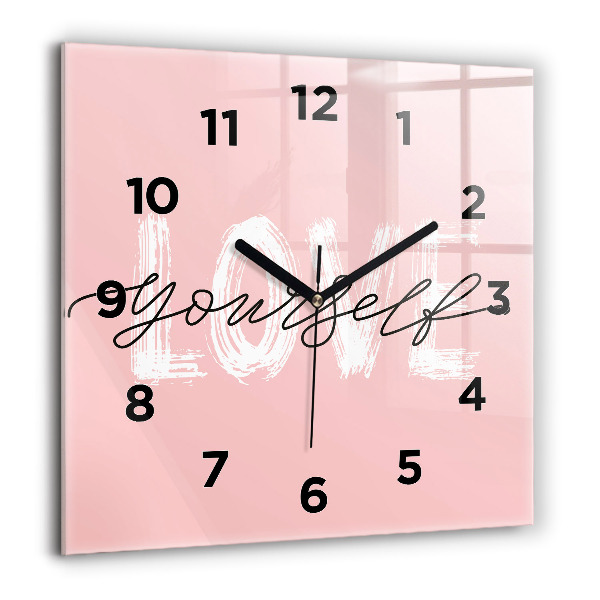 Square wall clock The inscription Love yourself