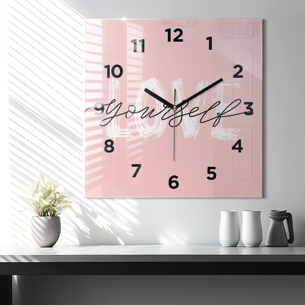 Square wall clock The inscription Love yourself