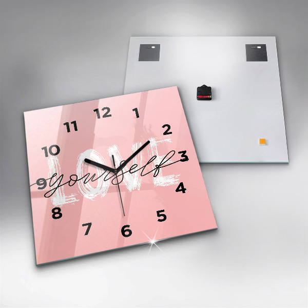 Square wall clock The inscription Love yourself