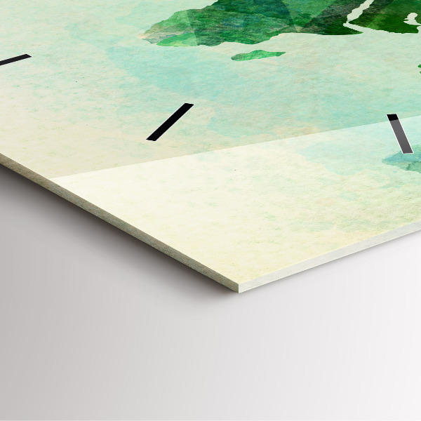 Square wall clock Watercolor world map
