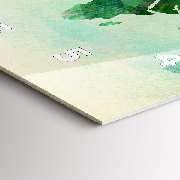 Square wall clock Watercolor world map