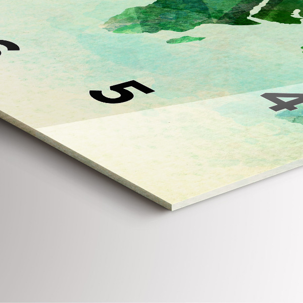 Square wall clock Watercolor world map