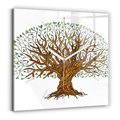 Square wall clock Tree and roots