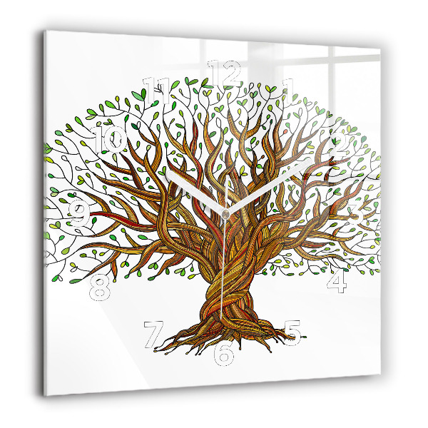 Square wall clock Tree and roots