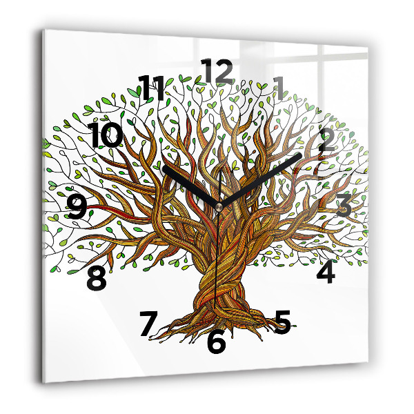 Square wall clock Tree and roots