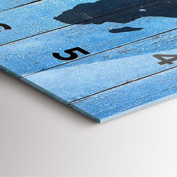 Square wall clock World map on boards