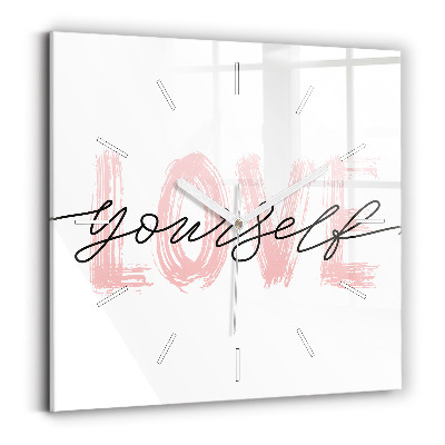 Square wall clock The inscription Love yourself