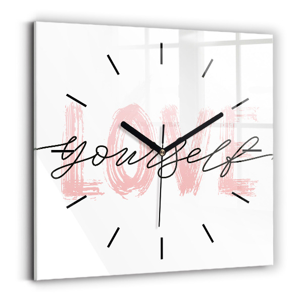 Square wall clock The inscription Love yourself