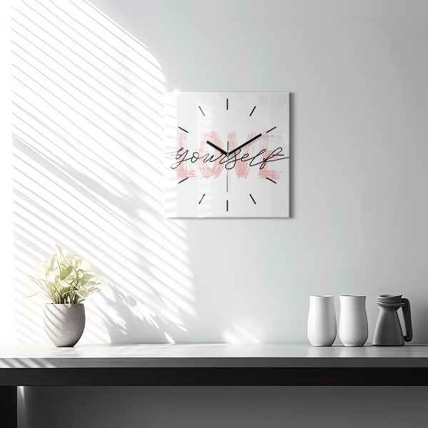 Square wall clock The inscription Love yourself