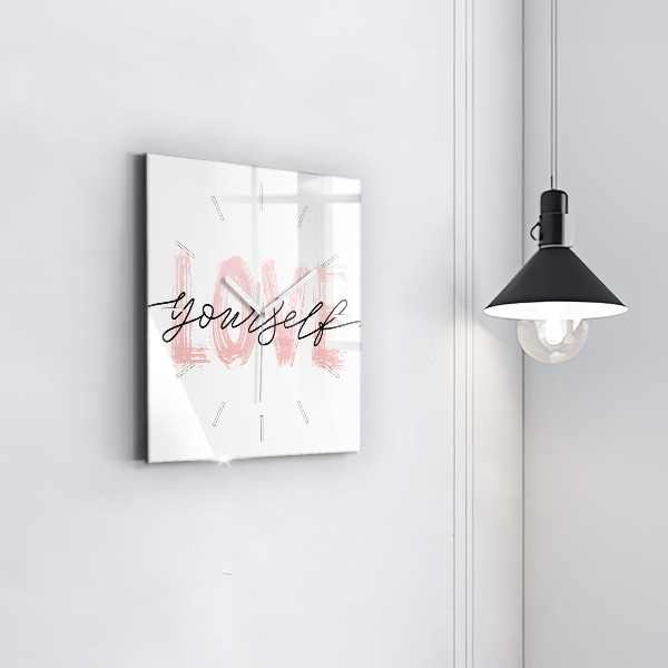 Square wall clock The inscription Love yourself