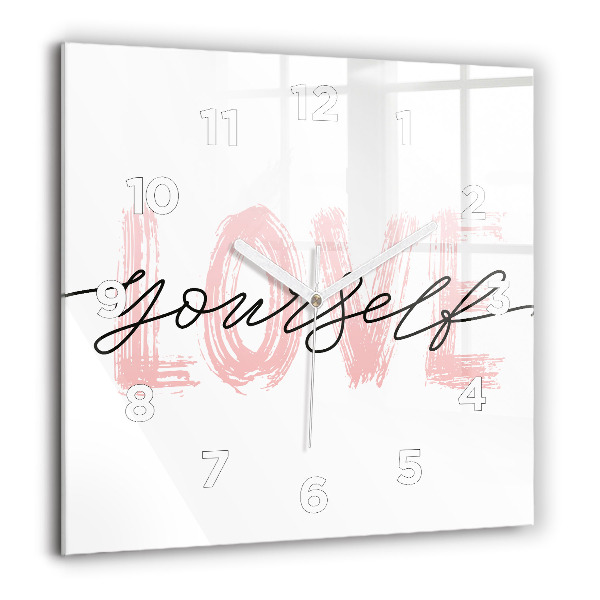 Square wall clock The inscription Love yourself