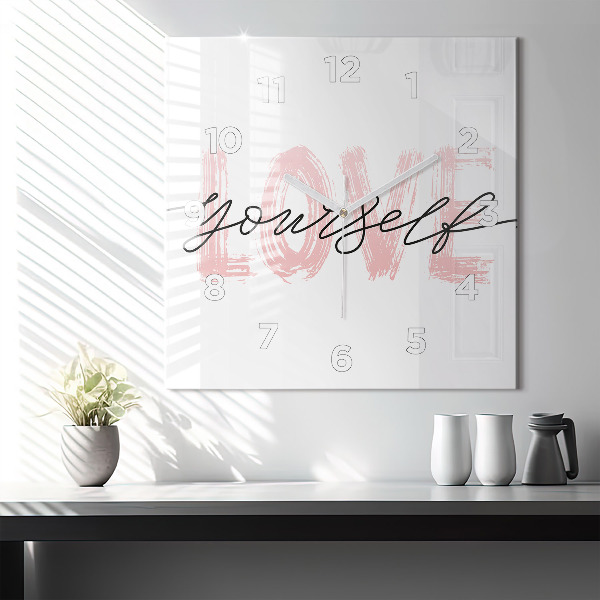Square wall clock The inscription Love yourself