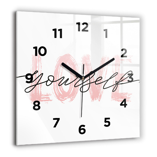Square wall clock The inscription Love yourself
