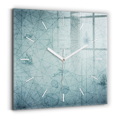 Square wall clock Vintage map
