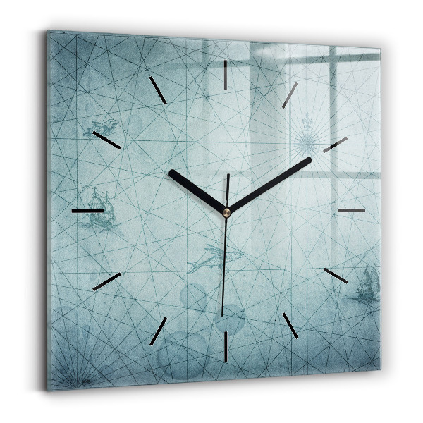 Square wall clock Vintage map