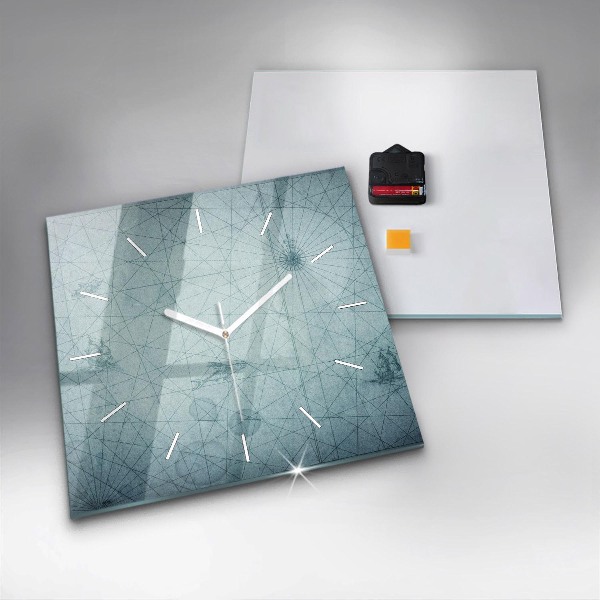 Square wall clock Vintage map