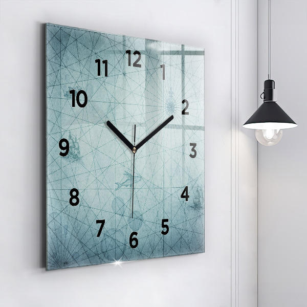 Square wall clock Vintage map