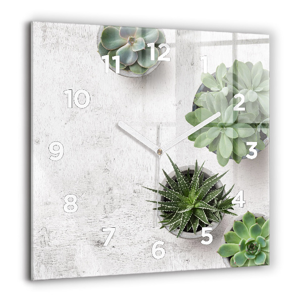 Square wall clock Ornamental plants
