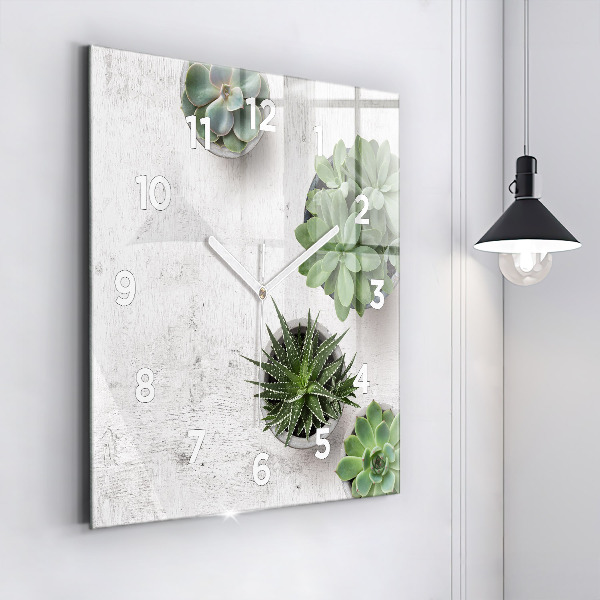 Square wall clock Ornamental plants