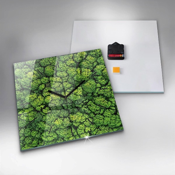 Square wall clock Forest from above
