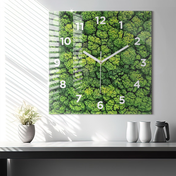Square wall clock Forest from above