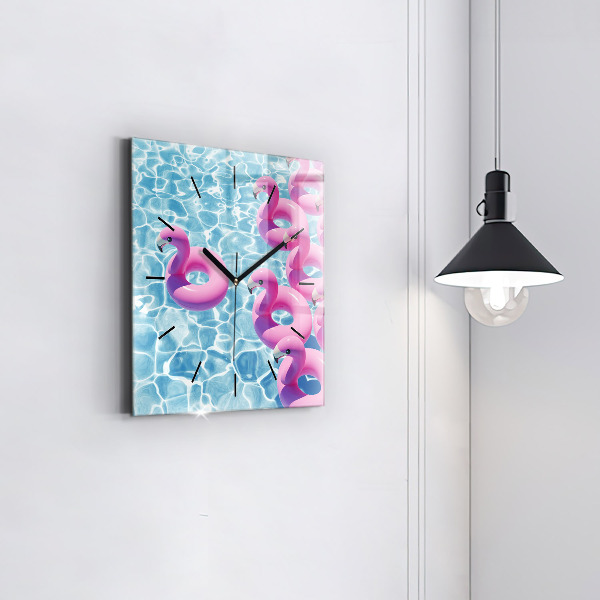 Square wall clock Dandelions flamingos