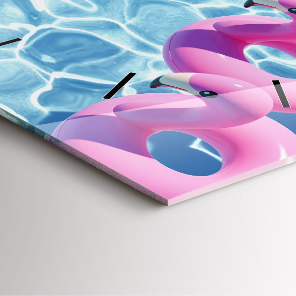 Square wall clock Dandelions flamingos