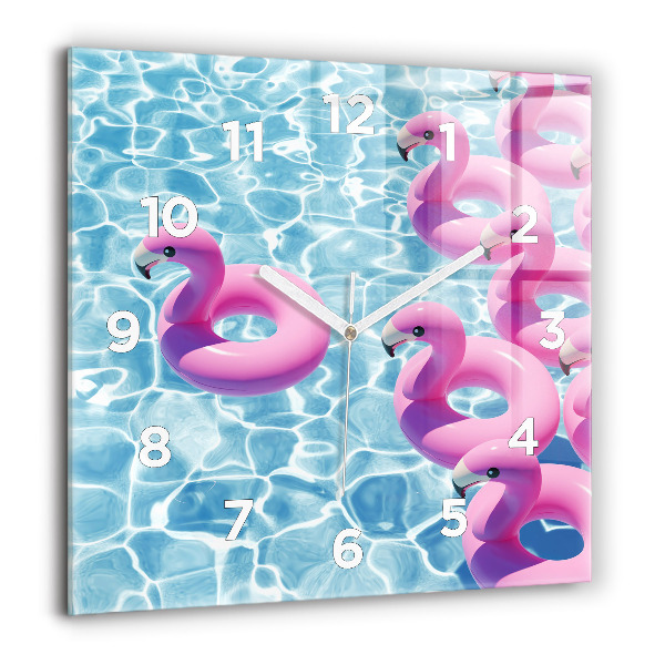 Square wall clock Dandelions flamingos