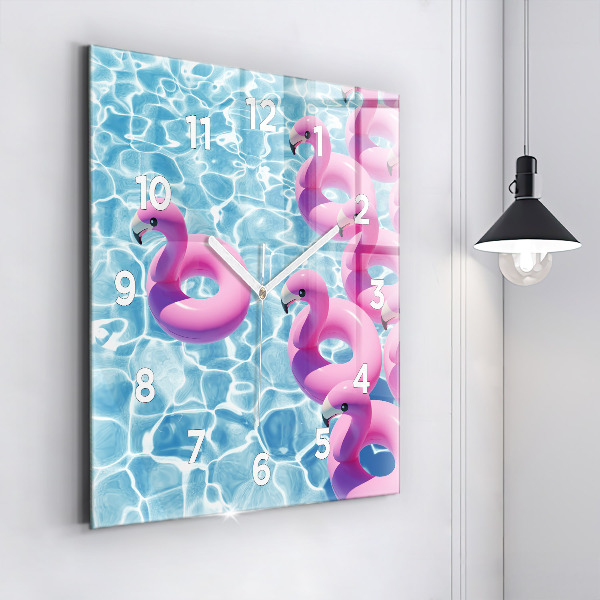 Square wall clock Dandelions flamingos