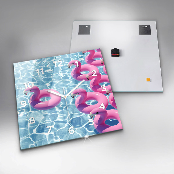 Square wall clock Dandelions flamingos