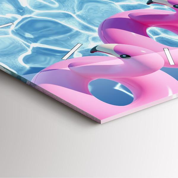 Square wall clock Dandelions flamingos