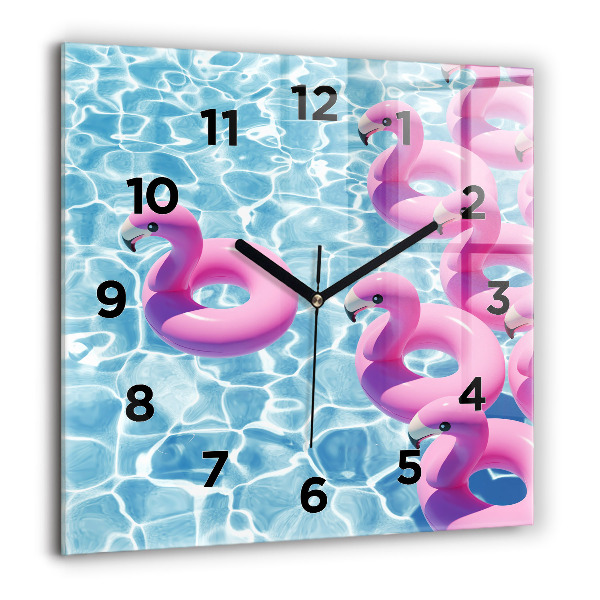 Square wall clock Dandelions flamingos