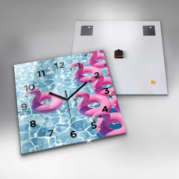 Square wall clock Dandelions flamingos