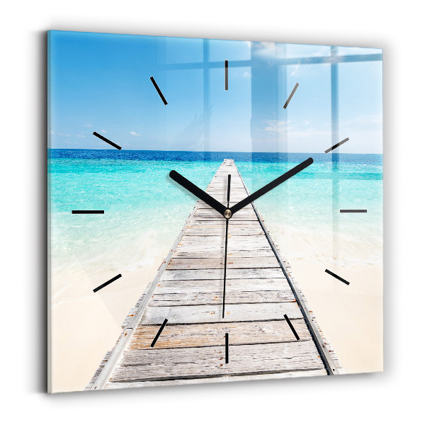 Square wall clock Tropical island