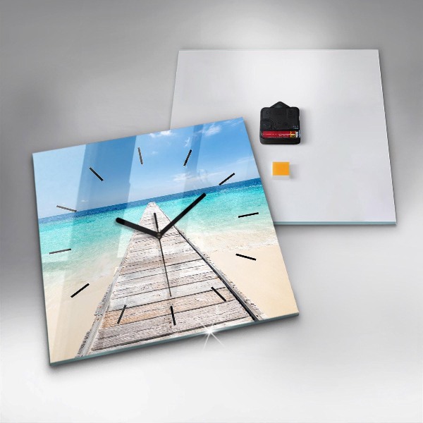 Square wall clock Tropical island