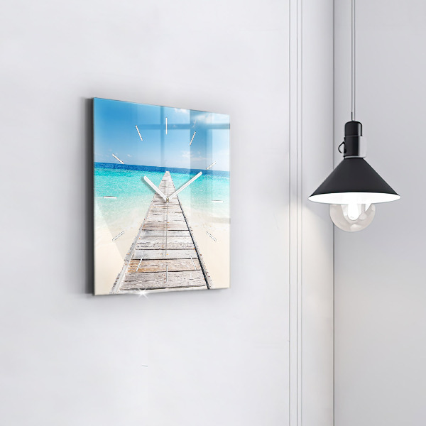 Square wall clock Tropical island