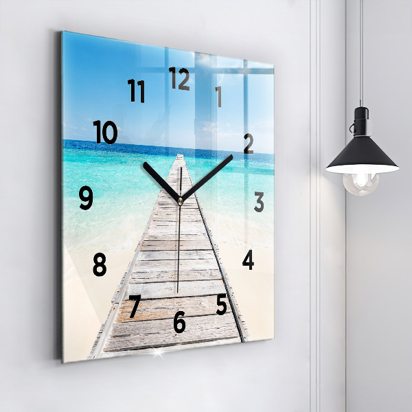 Square wall clock Tropical island