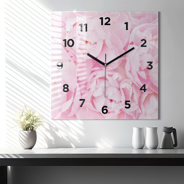 Square wall clock Blooming flowers