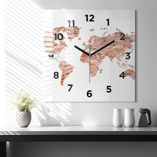 Square wall clock Old brick map