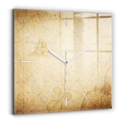 Square wall clock Old world map