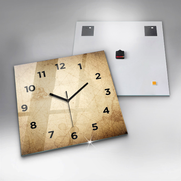 Square wall clock Old world map