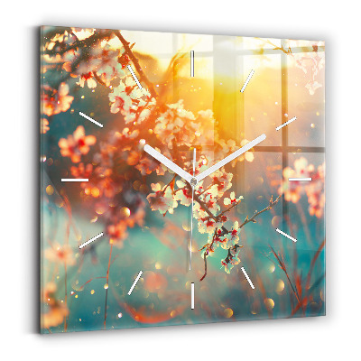 Square wall clock Spring flowers