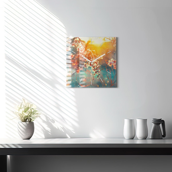 Square wall clock Spring flowers