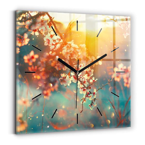 Square wall clock Spring flowers