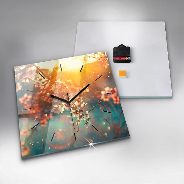 Square wall clock Spring flowers