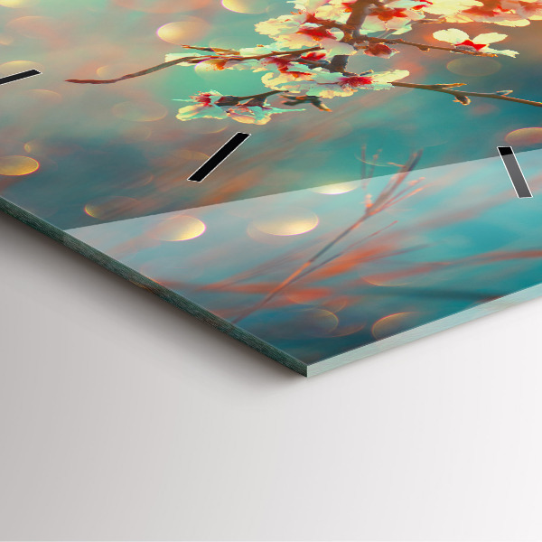 Square wall clock Spring flowers