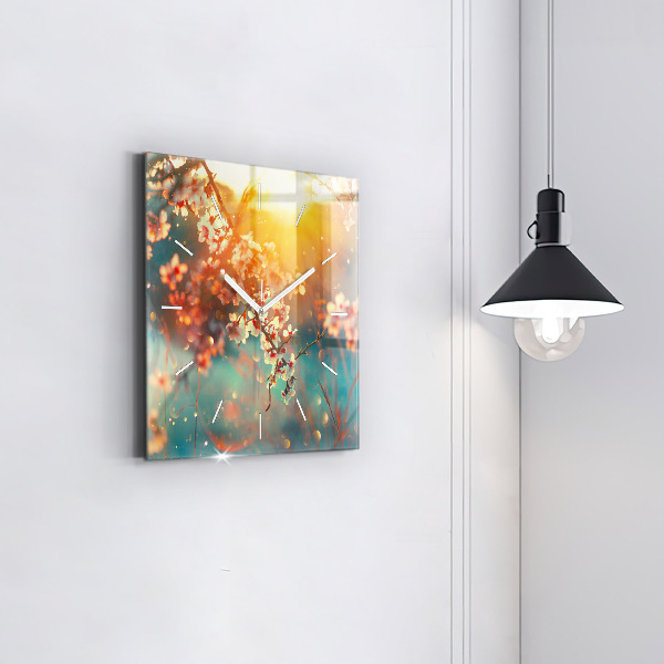 Square wall clock Spring flowers